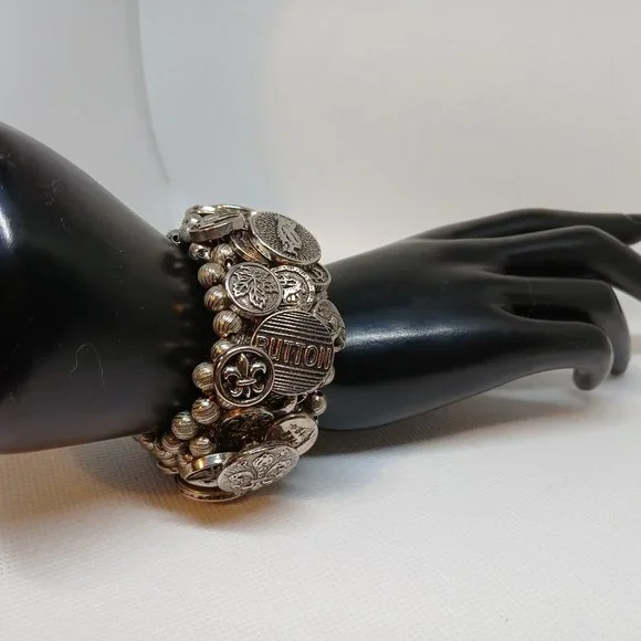 Vintage Retro Reproduction Aestetic Revival Elastic Band Button Bracelet #2W - Picture 11 of 14